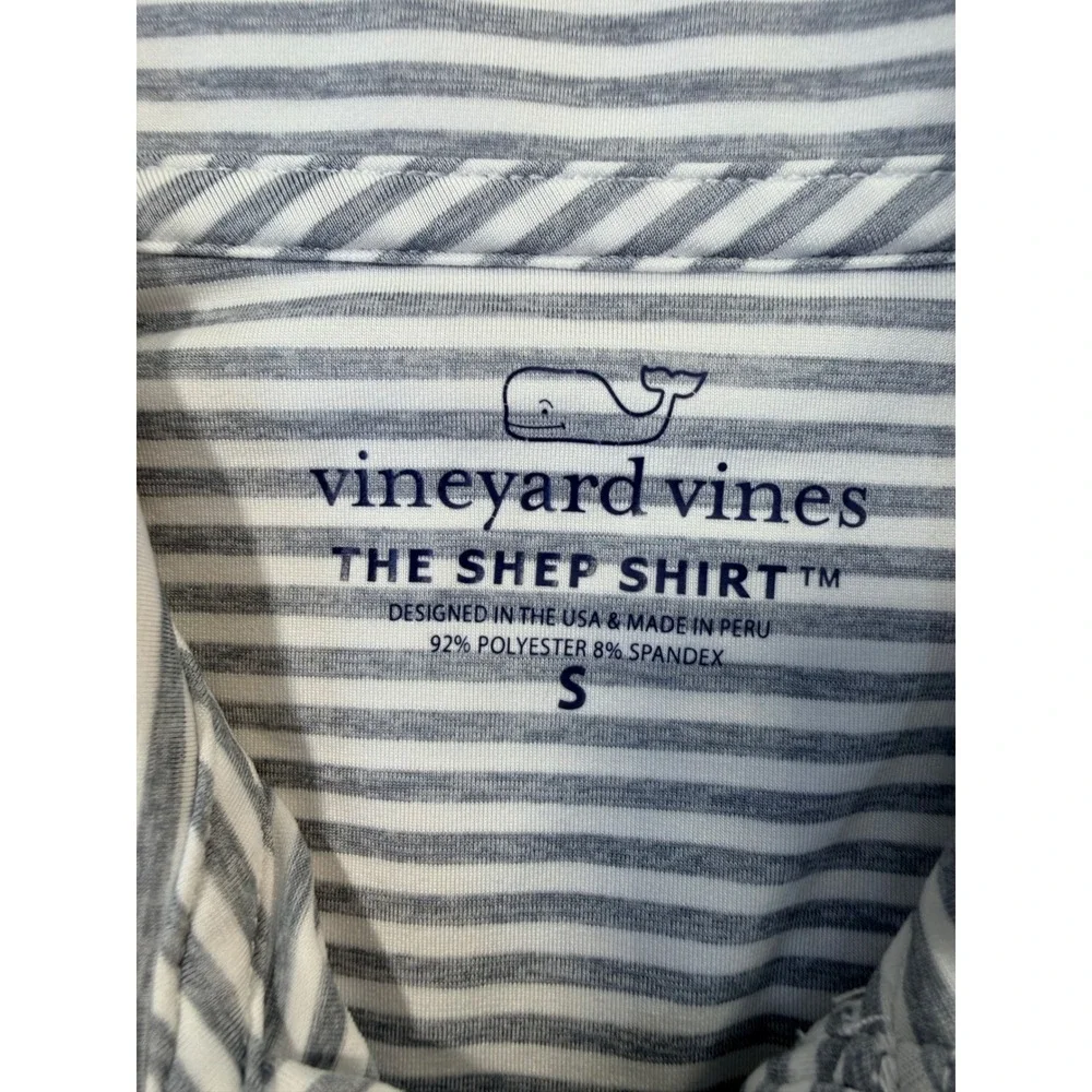 Vineyard Vines Mens Shep Shirt Grey White Striped Quarter Zip Pullover Small
